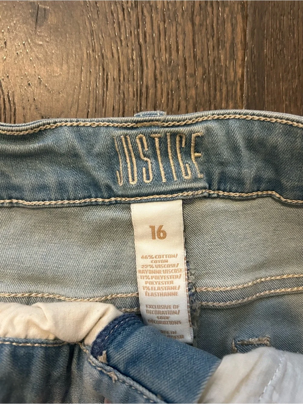 JUSTICE Girls’ Denim Shorts Bundle Blue and White Raw Hem Jean Shorts Size 16